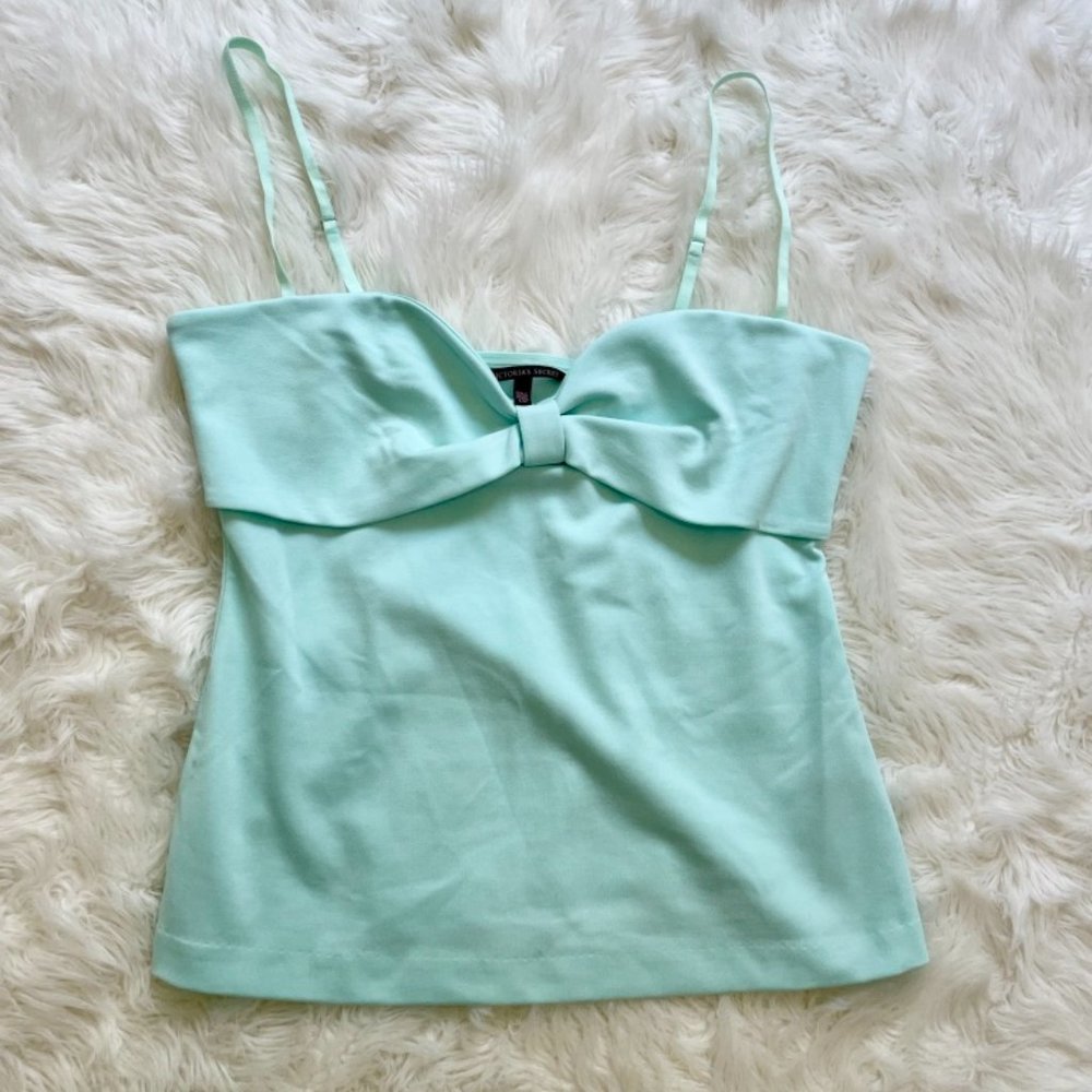 NWOT Victoria's Secret Blue sky bow top Camisole style stretch to skim Large